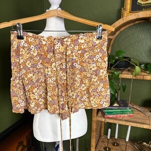 Arizona Jean Co Floral Women's Flowy Frilly Tie Shorts - Purple and Yellow